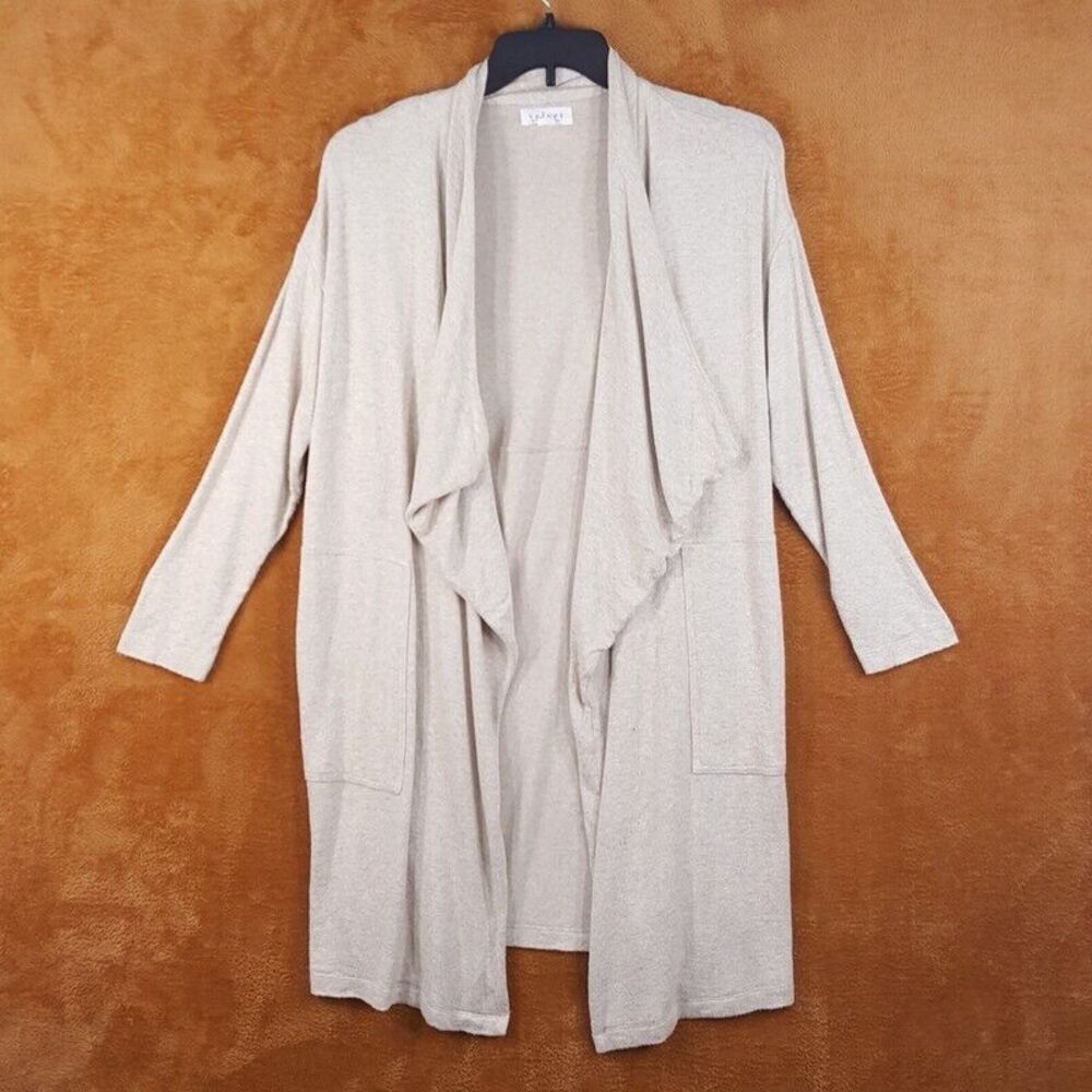 VELVET GRAHAM SPENCER Womens Sweater Small Cream Cardigan Duster Open Soft Knit